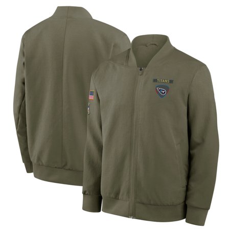 Men's Tennessee Titans Olive 2025 Salute to Service Sideline Full-Zip Bomber Jacket