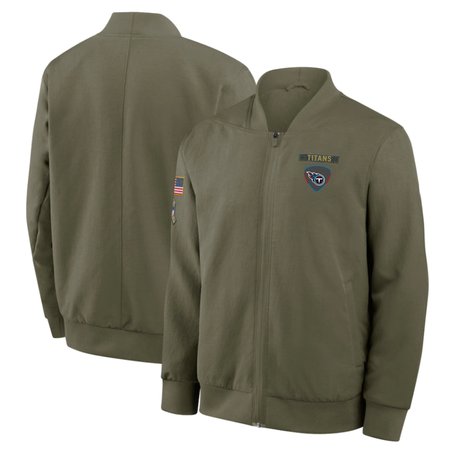 Men's Tennessee Titans Olive 2025 Salute to Service Sideline Full-Zip Bomber Jacket