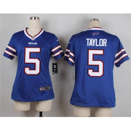 Nike Bills #5 Tyrod Taylor Royal Blue Team Color Women's Stitched NFL Elite Jersey Nike Bills #5 Tyrod Taylor Royal Blue Team Color Women's Stitched NFL Elite Jersey