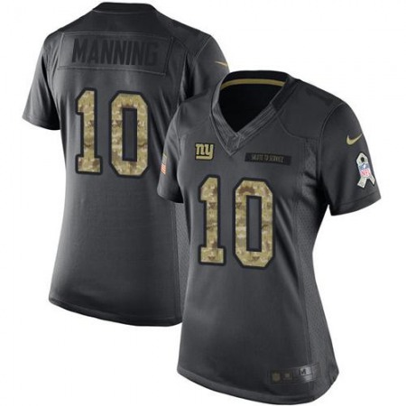 Nike Giants #10 Eli Manning Black Women's Stitched NFL Limited 2016 Salute to Service Jersey Nike Giants #10 Eli Manning Black Women's Stitched NFL Limited 2016 Salute to Service Jersey