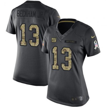 Nike Giants #13 Odell Beckham Jr Black Women's Stitched NFL Limited 2016 Salute to Service Jersey Nike Giants #13 Odell Beckham Jr Black Women's Stitched NFL Limited 2016 Salute to Service Jersey