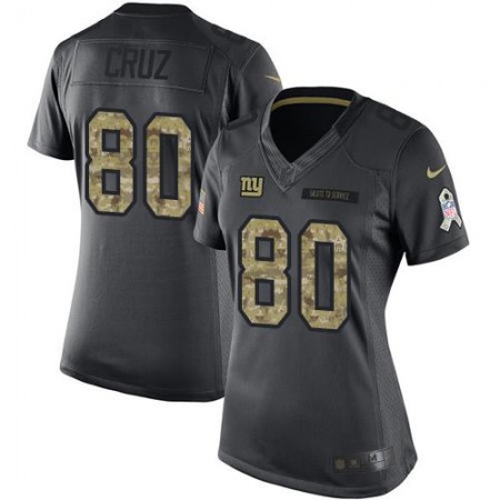 Nike Giants #80 Victor Cruz Black Women's Stitched NFL Limited 2016 Salute to Service Jersey Nike Giants #80 Victor Cruz Black Women's Stitched NFL Limited 2016 Salute to Service Jersey