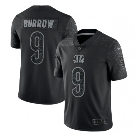 Men's Cincinnati Bengals #9 Joe Burrow Black Reflective Limited Stitched Football Jersey Men's Cincinnati Bengals #9 Joe Burrow Black Reflective Limited Stitched Football Jersey