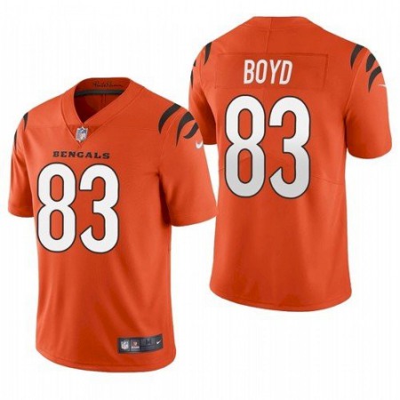 Men's Cincinnati Bengals #83 Tyler Boyd 2021 New Orange Vapor Untouchable Limited Stitched Jersey Men's Cincinnati Bengals #83 Tyler Boyd 2021 New Orange Vapor Untouchable Limited Stitched Jersey