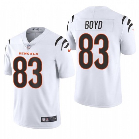Men's Cincinnati Bengals #83 Tyler Boyd 2021 New White Vapor Untouchable Limited Stitched Jersey Men's Cincinnati Bengals #83 Tyler Boyd 2021 New White Vapor Untouchable Limited Stitched Jersey