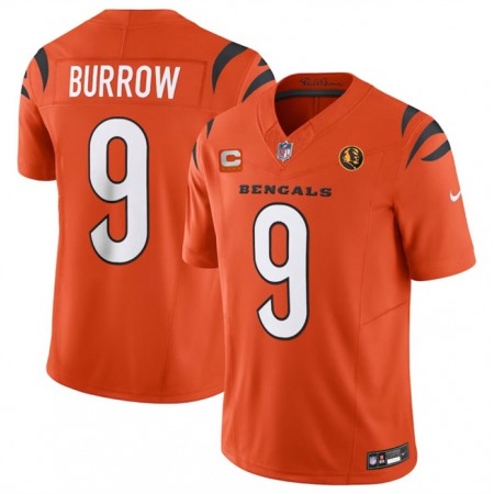 Men's Cincinnati Bengals #9 Joe Burrow Orange 2023 F.U.S.E. With 4-star C Patch And John Madden Patch Vapor Limited Stitched Football Jersey Men's Cincinnati Bengals #9 Joe Burrow Orange 2023 F.U.S.E. With 4-star C Patch And John Madden Patch Vapor Limited Stitched Football Jersey