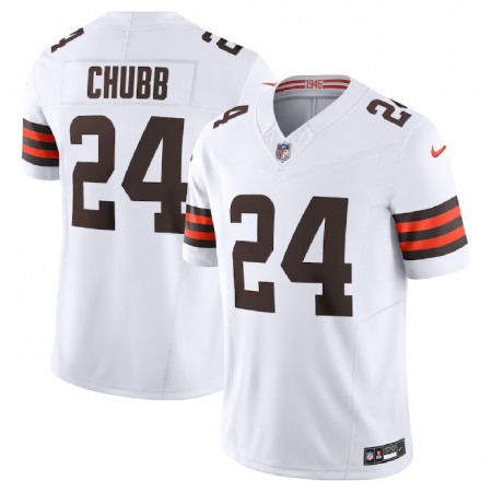 Men's Cleveland Browns #24 Nick Chubb White 2023 F.U.S.E. Vapor Untouchable Limited Stitched Jersey Men's Cleveland Browns #24 Nick Chubb White 2023 F.U.S.E. Vapor Untouchable Limited Stitched Jersey