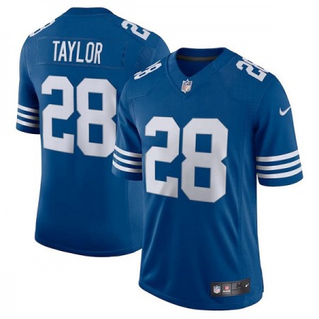 Men's Indianapolis Colts #28 Jonathan Taylor Royal 2021 Limited Stitched Jersey Men's Indianapolis Colts #28 Jonathan Taylor Royal 2021 Limited Stitched Jersey