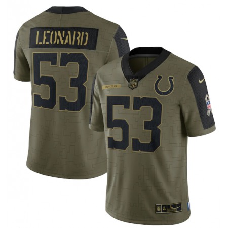 Men's Indianapolis Colts #53 Darius Leonard 2021 Olive Salute To Service Limited Stitched Jersey Men's Indianapolis Colts #53 Darius Leonard 2021 Olive Salute To Service Limited Stitched Jersey