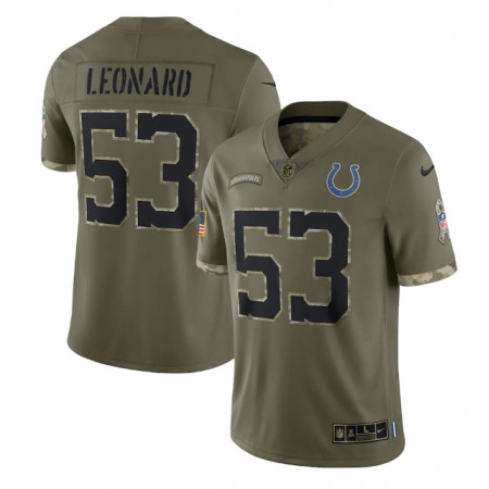 Men's Indianapolis Colts #53 Shaquille Leonard Olive 2022 Salute To Service Limited Stitched Jersey Men's Indianapolis Colts #53 Shaquille Leonard Olive 2022 Salute To Service Limited Stitched Jersey