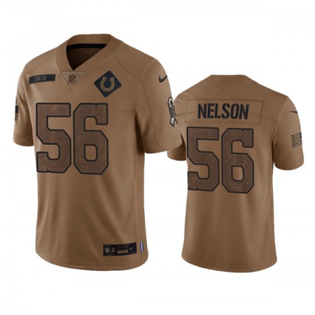 Men's Indianapolis Colts #56 Quenton Nelson 2023 Brown Salute To Sertvice Stitched Football Jersey Men's Indianapolis Colts #56 Quenton Nelson 2023 Brown Salute To Sertvice Stitched Football Jersey