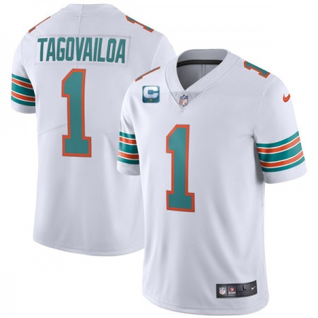 Men's Miami Dolphins #1 Tua Tagovailoa 2022 White With 1-star C Patch Color Rush Limited Stitched Jersey Men's Miami Dolphins #1 Tua Tagovailoa 2022 White With 1-star C Patch Color Rush Limited Stitched Jersey