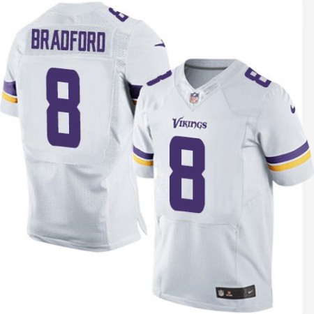 Nike Vikings #8 Sam Bradford White Men's Stitched NFL Elite Jersey