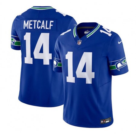 Men's Seattle Seahawks #14 DK Metcalf Royal Throwback Vapor F.U.S.E. Limited Stitched Football Jersey Men's Seattle Seahawks #14 DK Metcalf Royal Throwback Vapor F.U.S.E. Limited Stitched Football Jersey