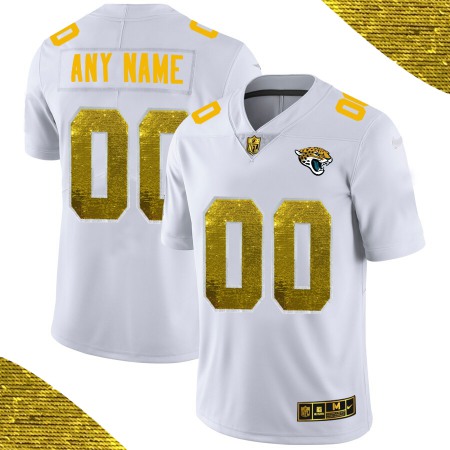 Men's Jacksonville Jaguars ACTIVE PLAYER White Custom Gold Fashion Edition Limited Stitched Jersey Men's Jacksonville Jaguars ACTIVE PLAYER White Custom Gold Fashion Edition Limited Stitched Jersey