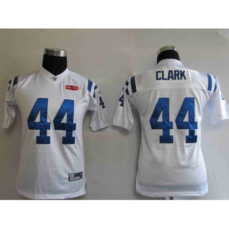 Colts #44 Dallas Clark White With Super Bowl Patch Stitched Youth NFL Jersey Colts #44 Dallas Clark White With Super Bowl Patch Stitched Youth NFL Jersey