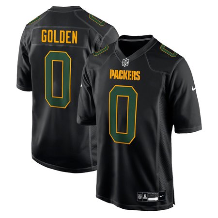 Men's Green Bay Packers #0 Matthew Golden Carbon Black Fashion Game Jersey