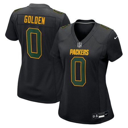 Women's Green Bay Packers #0 Matthew Golden Carbon Black Fashion Game Jersey