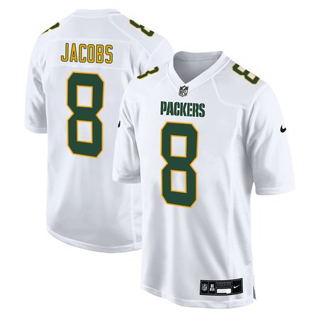 Men's Green Bay Packers #8 Josh Jacobs Tundra White Fashion Game Jersey