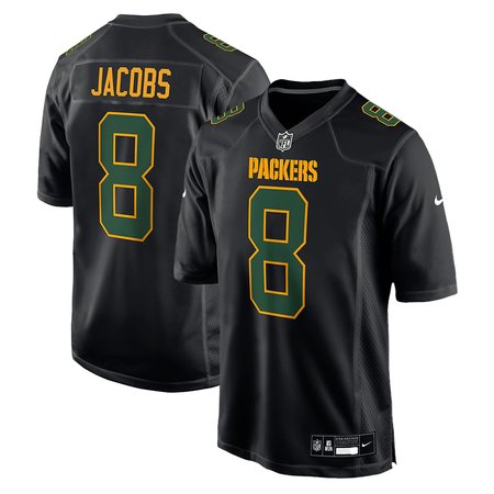 Men's Green Bay Packers #8 Josh Jacobs Carbon Black Fashion Game Jersey