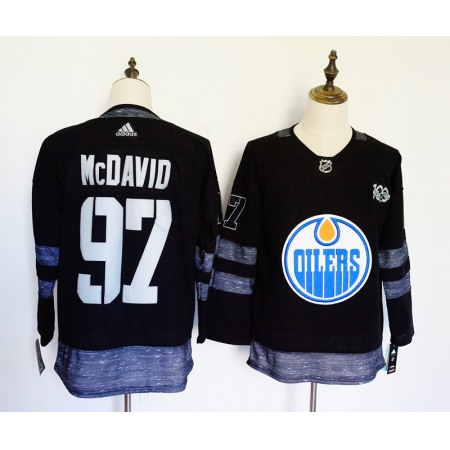 Men's Adidas Edmonton Oilers #97 Connor McDavid Black 1917-2017 100th Anniversary Stitched NHL Jersey