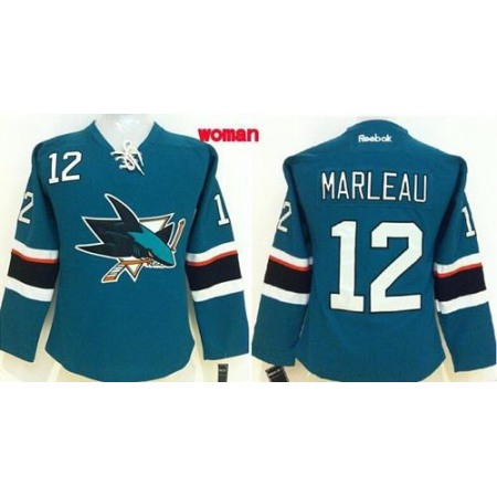 Sharks #12 Patrick Marleau Teal Women's Home Stitched NHL Jersey