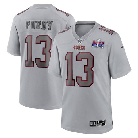 Men's San Francisco 49ers #13 Brock Purdy Nike Gray Super Bowl LVIII Atmosphere Fashion Game Jersey